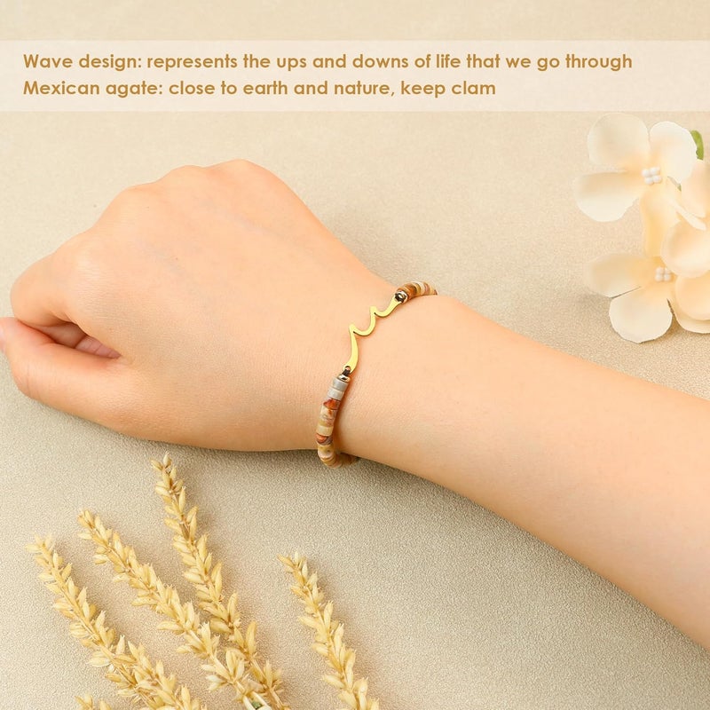 Sereney Birthday Gifts for Women, Wave Bracelet as 13th 16th 18th 21st 40th 50th 60th Birthday Gifts for Girls, Adjustable Natural Stone Bracelet as Valentines Day Gifts for Teen Girls Gifts Idea - Image 4